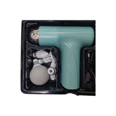 Picture of Portable Massage Gun with 4 Interchangeable Heads & LED Display - Full Body Percussion Massager for Deep Muscle Relaxation