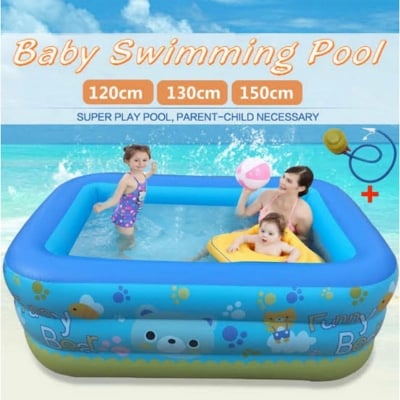 Picture of 120cm Inflatable Swimming Pool Large Family Pools 120cm Rectangle Framed Children Swimming Pool Summer Outdoor Kids Baby Bathtub Toys