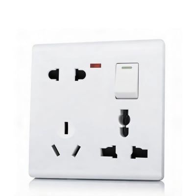 Picture of THIN PIN 8 Pin Combined Switch Board Power Switch 3Pin 2Pin Combined Socket 250V 16A 8 Pin Combined Socket Wall Socket Gang Switch Socket