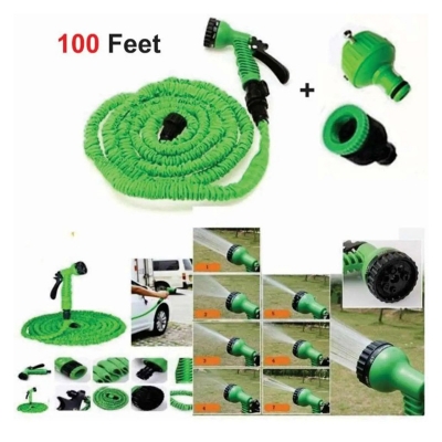 Picture of 100' Feet Long Hose Pipe For Washing Car Bike Or Gardening Magic Pipe Green Colour High Quality Material