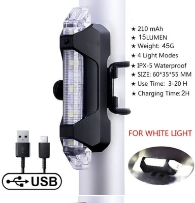 Picture of Bicycle Light Waterproof Rear Tail light LED USB Rechargeable Mountain Bike Cycling Light Taillamp Safety Warning Light - Multicolor