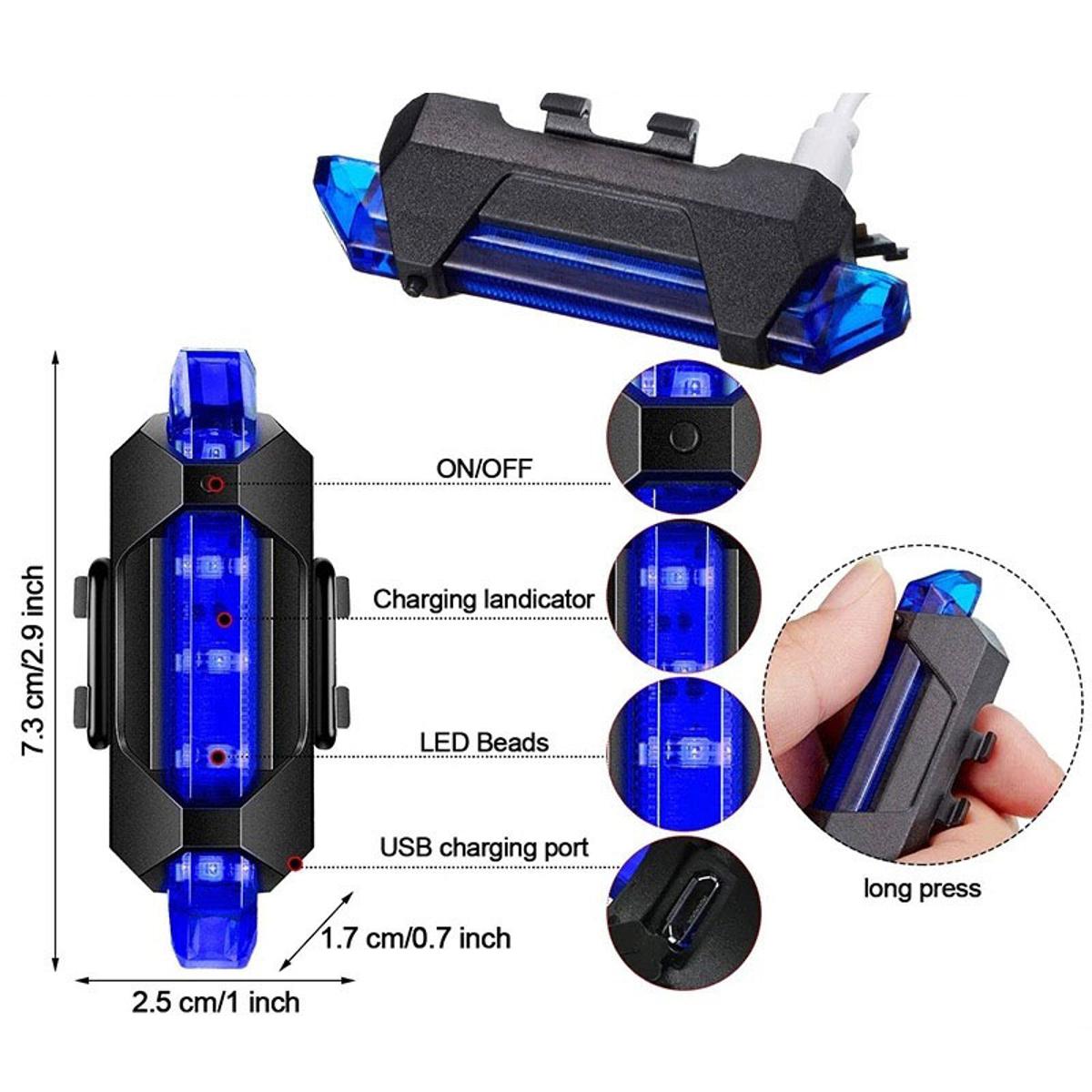 Picture of MTB Cycle Back Light Bicycle Waterproof Rear Tail light LED - USB Rechargeable Mountain Bike Cycling Light - Tail lamp Safety Warning Light - Cycle Light