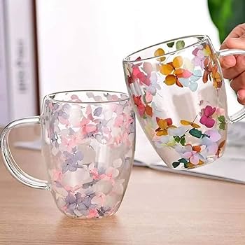 Picture of Double Wall Flowers Mugs