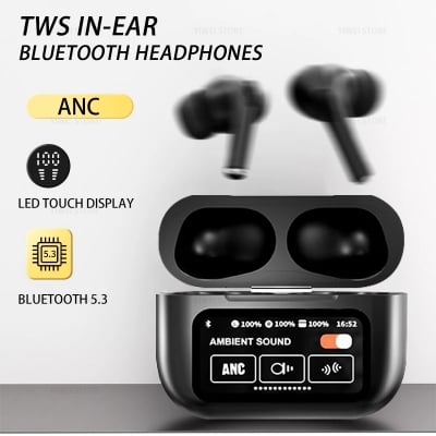 Picture of A9 Pro ANC Wireless Earbuds with LCD Smart Color Screen