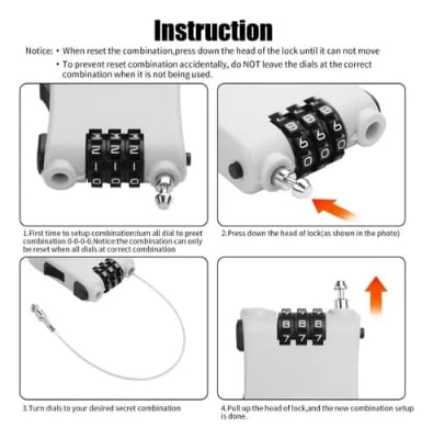 Picture of Anti theft lock,Bike Combination Cable Code Lock Extendable Wire Luggage Bicycle Rock Password 3 Padlock Bike Chain Lock