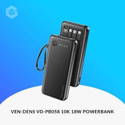 Picture of Ven-Dens VD-PB060 10000mAh 22.5w Power Bank – Built-in Charging Cable  High-Quality Battery
