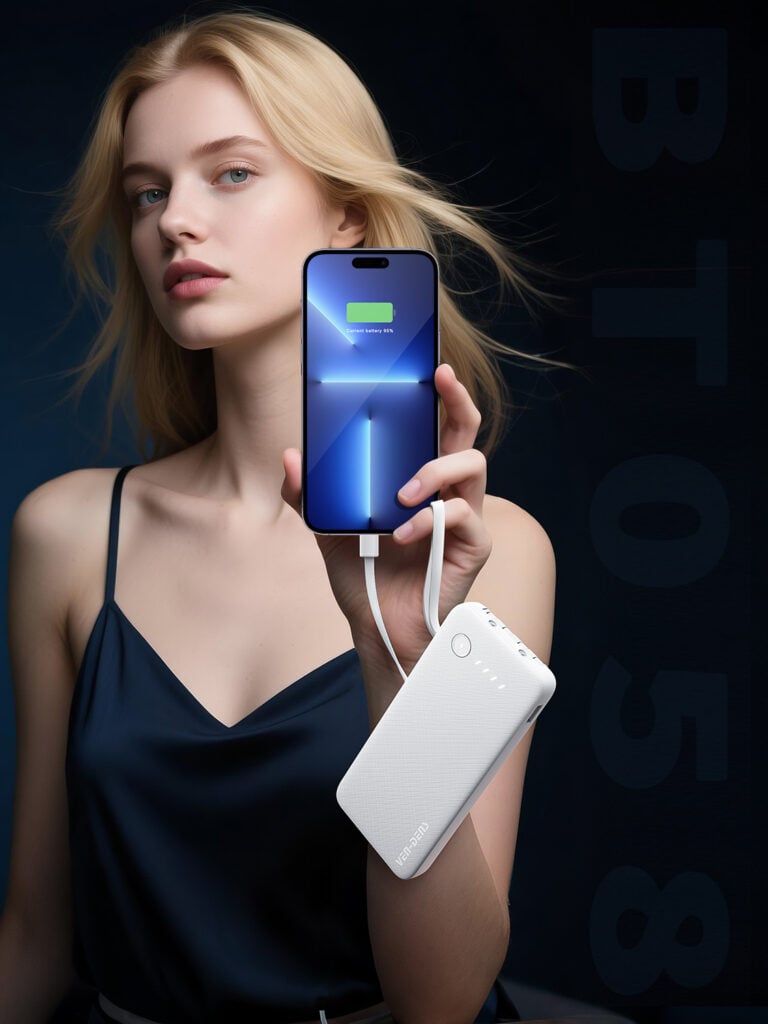 Picture of Ven-Dens VD-PB060 10000mAh 22.5w Power Bank – Built-in Charging Cable  High-Quality Battery
