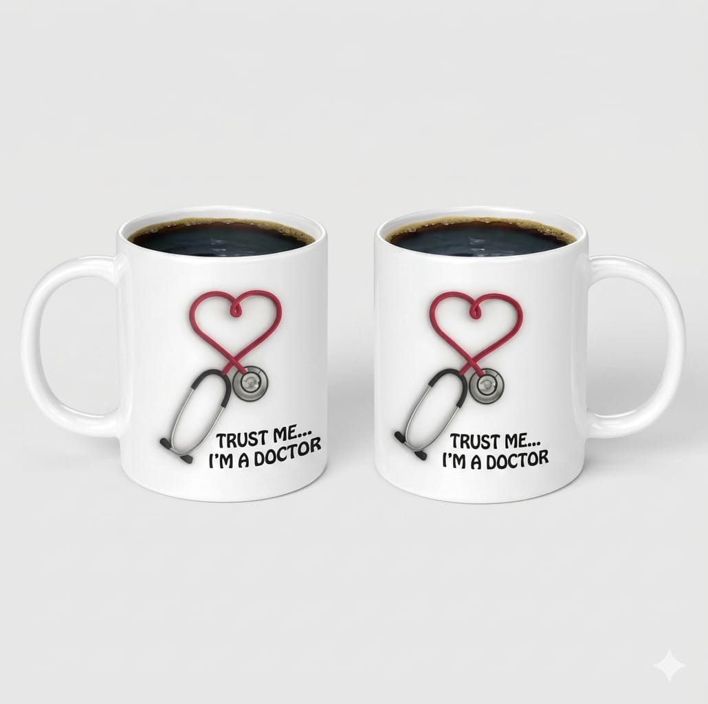 Picture of Doctor Ceramic Water Mug Coffee Milk Pottery Cup with Handle Breakfast Drinking Heat-Resistant Drinkware Home