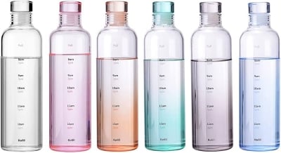 Picture of 500ml glass Water Bottle with Time Marker Creative Large Capacity Leakproof Drink Bottle