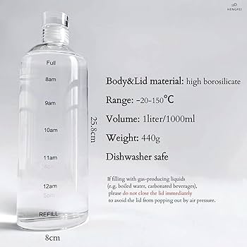 Picture of 500ml glass Water Bottle with Time Marker Creative Large Capacity Leakproof Drink Bottle