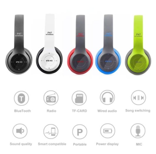 Picture of P47 Wireless Over Ear Headset Noise Cancelling Bluetooth-Compatible 5.0 Gaming Headphone Card Mp3 Player Support Hands-Free