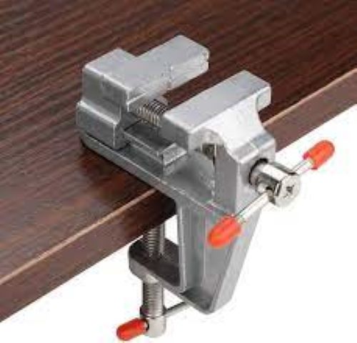 Picture of Aluminum Alloy mini table vise Working table wood working drilling vise vice (Silver with clamp)
