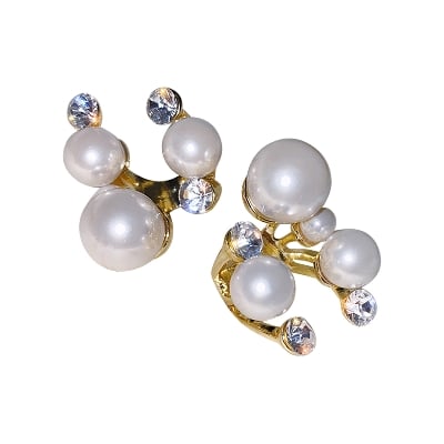 Picture of Tiktok Trendy Pearl Finger Ring Silver