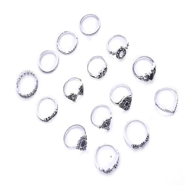 Picture of 15Pieces Rings Set Finger Ring For Women - Ring S Black