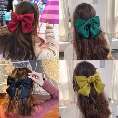 Picture of Multicolour _Fabrics _Bow _Hair Clip Black