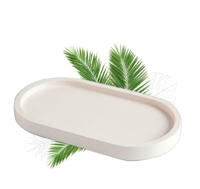 Picture of 01 pcs Colourful Gypsum Flat tray for home decor White
