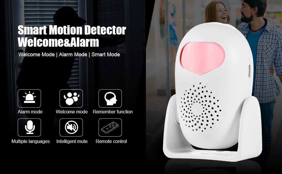 Picture of Home security anti theft or welcoming motion sensor automatic alarm small egg convenient home monitoring alarm high scale loud sound burglary theft management (White)