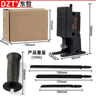 Picture of Handheld Portable Electric Saber Saw Bracket for Drill Machine Reciprocating Saw Modified Electric Saw Electric Drill to Jigsaw Converter Woodworking Cutting (Blue)