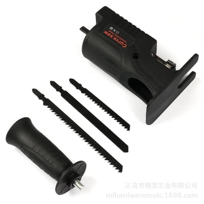 Picture of Handheld Portable Electric Saber Saw Bracket for Drill Machine Reciprocating Saw Modified Electric Saw Electric Drill to Jigsaw Converter Woodworking Cutting (Blue)
