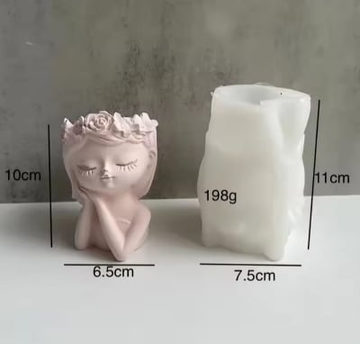 Picture of 01 pcs colourful gypsum Sleepy Girl Planter for home decore White