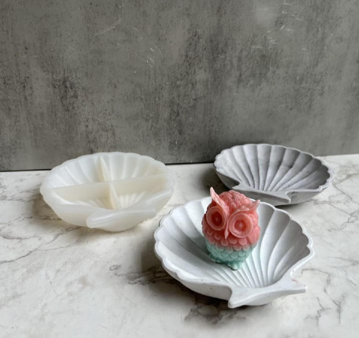 Picture of 01 pcs colourful gypsum Shell tray for home decore White