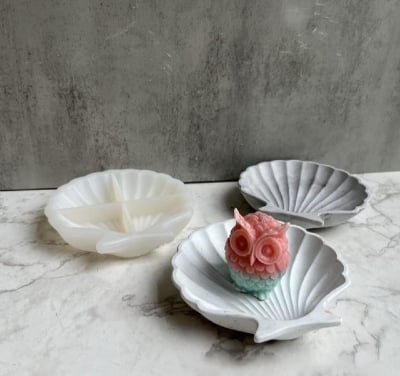 Picture of 01 pcs colourful gypsum Shell tray for home decore White