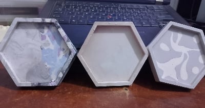 Picture of 01 pcs colourful gypsum Hexagon tray for home decore White