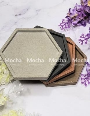 Picture of 01 pcs colourful gypsum Hexagon tray for home decore White