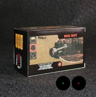 Picture of Red Dot telescope Original Bushnell view finder metal body high quality single pass 1×40 for outdoor sports target practice adjustable viewing mirror view finder mirror red and green dots (Black Metal)