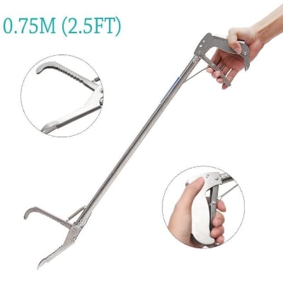 Picture of Snake Catcher stainless steel snake catching pole high grade durable snake safety pole (Silver,Int: 90cm)