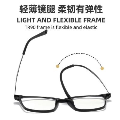 Picture of Titanium alloy high-end frames presbyopic glasses men's HD anti-blue ray radiation presbyopic glasses ultra-light comfortable middle-aged and elderly presbyopic glasses (One Size,Blue)