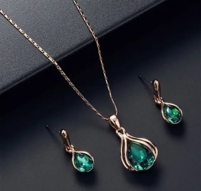 Picture of Blue jewellery set for women Gold