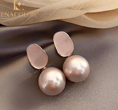 Picture of Ball Pearl Enamel Earrings Girls & Women Black