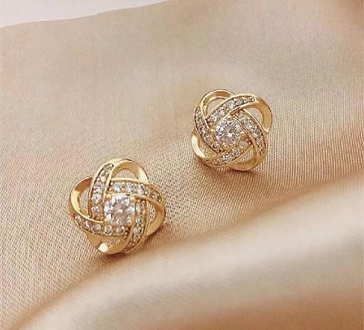 Picture of Zircon Earrings Stud Earrings Ear Studs Cross Earrings Gold