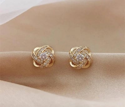 Picture of Zircon Earrings Stud Earrings Ear Studs Cross Earrings Gold