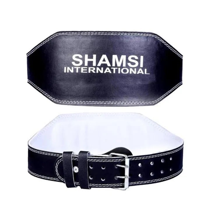 Picture of Leather Gym Belt 6 Inch wide high quality belly massage weight loss belt highly durable weight lifting gym belt (Black,XL)