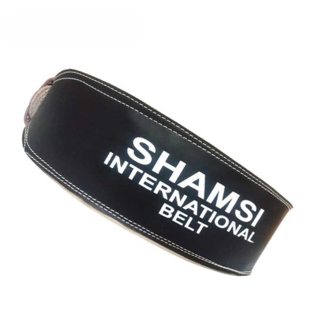 Picture of Leather Gym Belt 6 Inch wide high quality belly massage weight loss belt highly durable weight lifting gym belt (Black,XL)