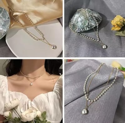 Picture of Double-layer Pearl Pendent for women & girls White