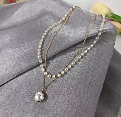Picture of Double-layer Pearl Pendent for women & girls White