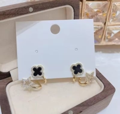 Picture of Black Stone Ear ring for Women Gold