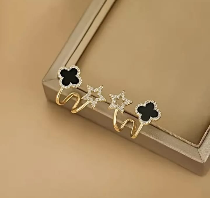 Picture of Black Stone Ear ring for Women Gold
