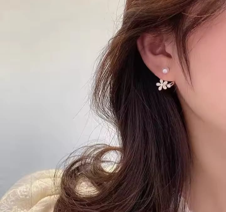 Picture of Flower Pearl Ear ring for Women Gold