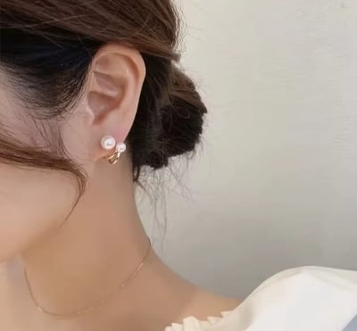 Picture of Double Pearl Ear ring for Women Gold