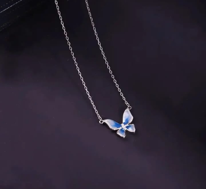 Picture of Blue Butterfly Chain for Women Gold