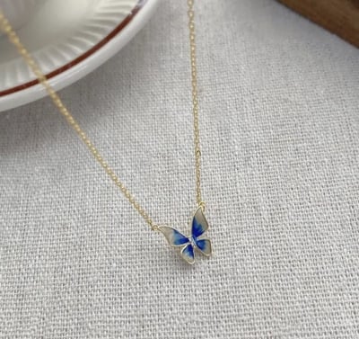 Picture of Blue Butterfly Chain for Women Gold