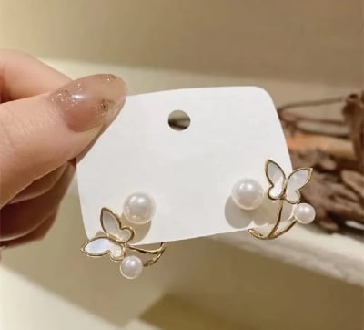 Picture of Pearl Butterfly Ear Ring for Women Gold