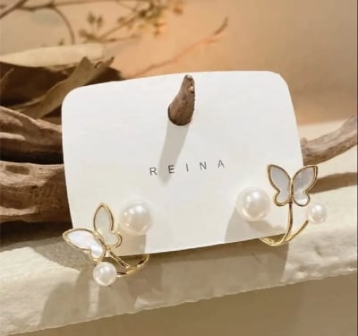 Picture of Pearl Butterfly Ear Ring for Women Gold