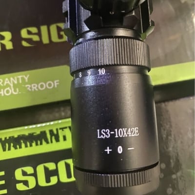 Picture of M9 Rifle Scope monocular telescope view finder metal body high quality single pass 3-10*42 with Red Laser Light Slingshots accessories for outdoor sports target practice adjustable viewing mirror view finder (Black with Laser)