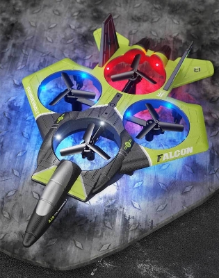Picture of Remote Control Aircraft Four-Axis Drop-Resistant Remote Control Drone Colorful Lights Children's Remote Control Gliding Fighter Toy (Orange)