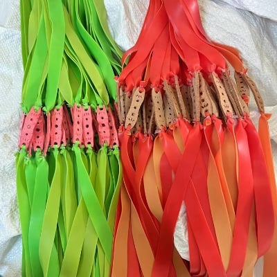 Picture of Flat leather slingshots rubber band color double flow smooth soft highly elastic rubber band 2 pcs (Red Orange 1.0mm)